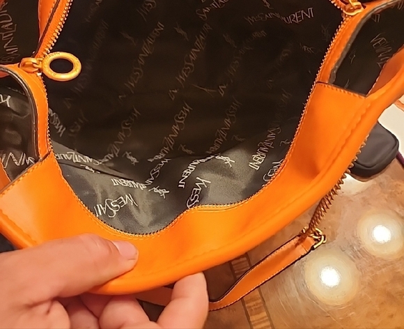 Orange Quilted Chain Shoulder Bag Ysl - Picture 3 of 4